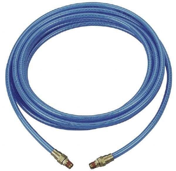 Coilhose Pneumatics - 3/8" ID 50' Long Multipurpose Air Hose - MNPT x MNPT Ends, 200 Working psi, -40 to 165°F, 1/4" Fitting, Transparent Blue - Apex Tool & Supply