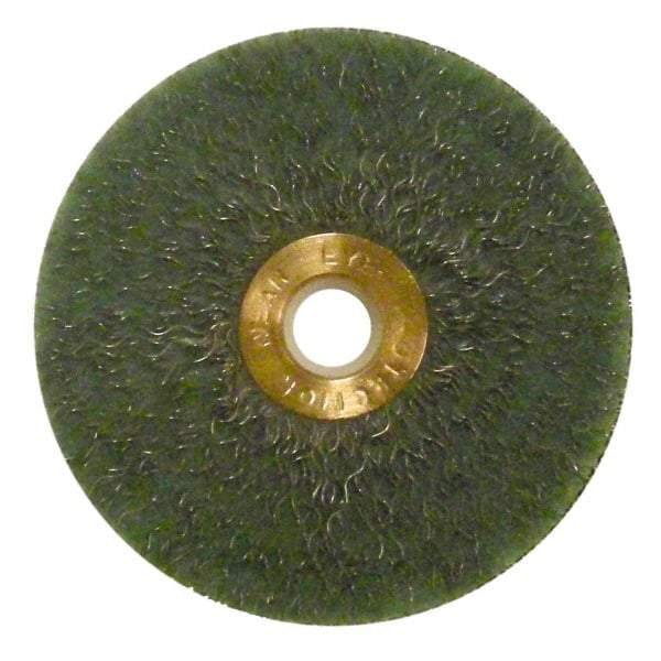 Anderson - 3" OD, 1/2" Arbor Hole, Crimped Steel Wheel Brush - 1/4" Face Width, 1" Trim Length, 0.014" Filament Diam, 20,000 RPM - Apex Tool & Supply