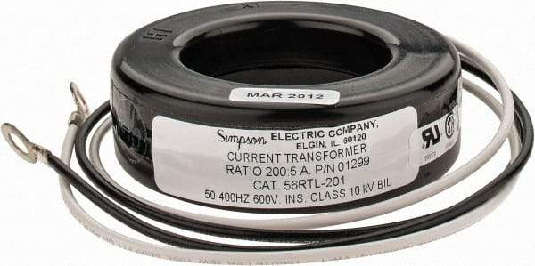 Simpson Electric - 2 VA Burden, 200 Amp AC Input, 5 Amp AC Output, 50 to 400 Hz, Panel Meter Donut Current Transformer - Screw Terminal, For Use with AC Ammeter - Apex Tool & Supply