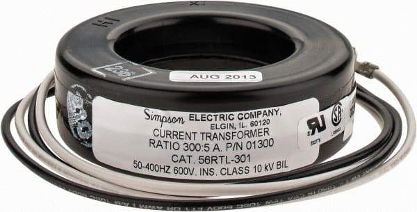 Simpson Electric - 2 VA Burden, 300 Amp AC Input, 5 Amp AC Output, 50 to 400 Hz, Panel Meter Donut Current Transformer - Screw Terminal, For Use with AC Ammeter - Apex Tool & Supply