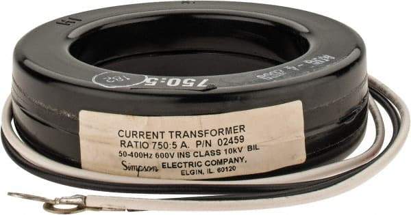 Simpson Electric - 2 VA Burden, 750 Amp AC Input, 5 Amp AC Output, 50 to 400 Hz, Panel Meter Donut Current Transformer - Screw Terminal, For Use with AC Ammeter - Apex Tool & Supply