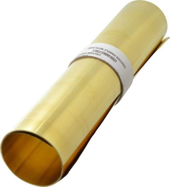 Made in USA - 10 Ft. Long x 12 Inch Wide x 0.003 Inch Thick, Roll Shim Stock - Brass - Apex Tool & Supply