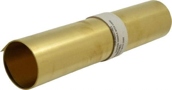 Made in USA - 10 Ft. Long x 12 Inch Wide x 0.005 Inch Thick, Roll Shim Stock - Brass - Apex Tool & Supply