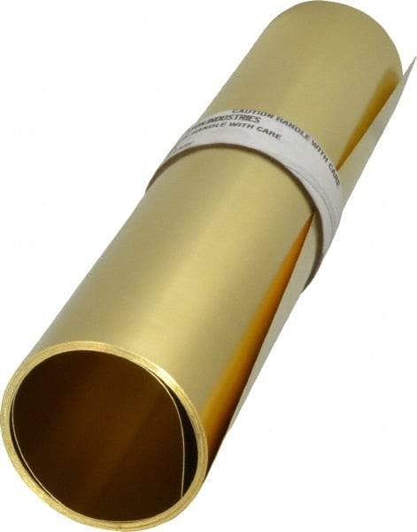 Made in USA - 10 Ft. Long x 12 Inch Wide x 0.008 Inch Thick, Roll Shim Stock - Brass - Apex Tool & Supply