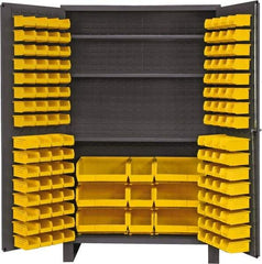 Durham - 3 Shelf 137 Bin Storage Cabinet - Steel, 48" Wide x 24" Deep x 78" High, Gray - Apex Tool & Supply