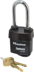 Master Lock - 2-1/2" Shackle Clearance, Keyed Alike Pro Series Solid Steel Padlock - 5/16" Shackle Diam, Laminated Steel - Apex Tool & Supply