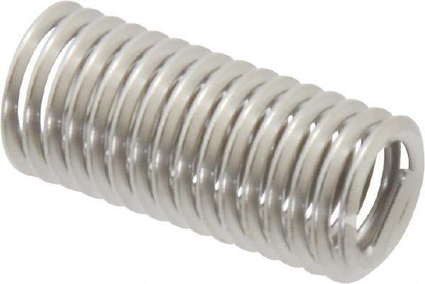 Heli-Coil - 3/8-16 UNC, 1-1/8" OAL, Free Running Helical Insert - 15-3/4 Free Coils, Tanged, 304 Stainless Steel, Bright Finish, 3D Insert Length - Apex Tool & Supply