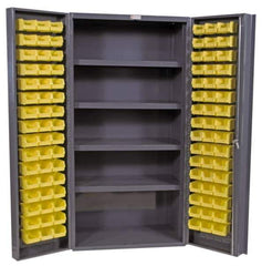 Durham - 4 Shelf 96 Bin Storage Cabinet - Steel, 36" Wide x 24" Deep x 72" High, Gray - Apex Tool & Supply