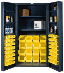 Durham - 8 Shelf 64 Bin Storage Cabinet - Steel, 36" Wide x 24" Deep x 72" High, Gray - Apex Tool & Supply