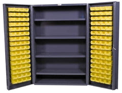 Durham - 4 Shelf 128 Bin Storage Cabinet - Steel, 48" Wide x 24" Deep x 72" High, Gray - Apex Tool & Supply