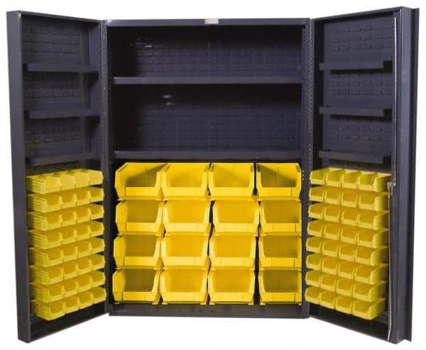 Durham - 8 Shelf 84 Bin Storage Cabinet - Steel, 48" Wide x 24" Deep x 72" High, Gray - Apex Tool & Supply