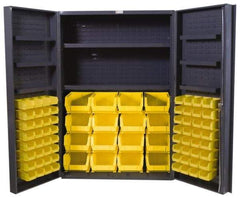 Durham - 8 Shelf 84 Bin Storage Cabinet - Steel, 48" Wide x 24" Deep x 72" High, Gray - Apex Tool & Supply