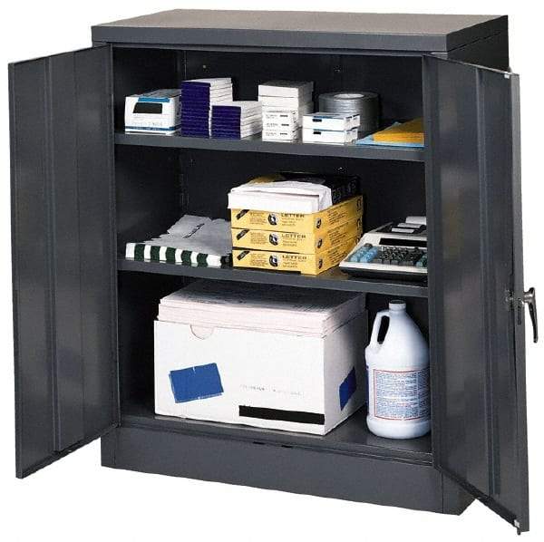 Edsal - 2 Shelf Locking Storage Cabinet - Steel, 36" Wide x 18" Deep x 42" High, Black - Apex Tool & Supply