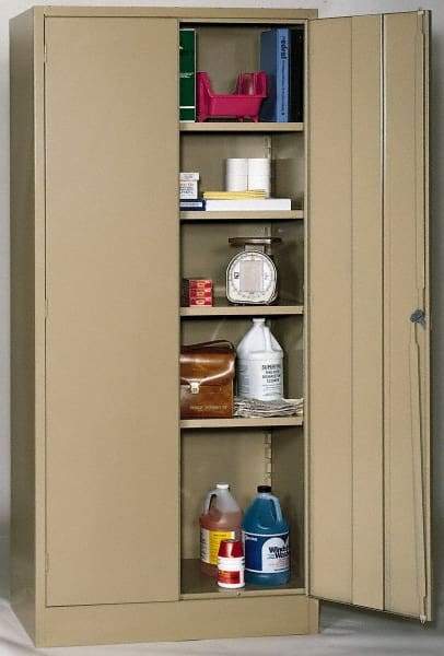 Edsal - 4 Shelf Combination Storage Cabinet - Steel, 36" Wide x 24" Deep x 72" High, Tan - Apex Tool & Supply