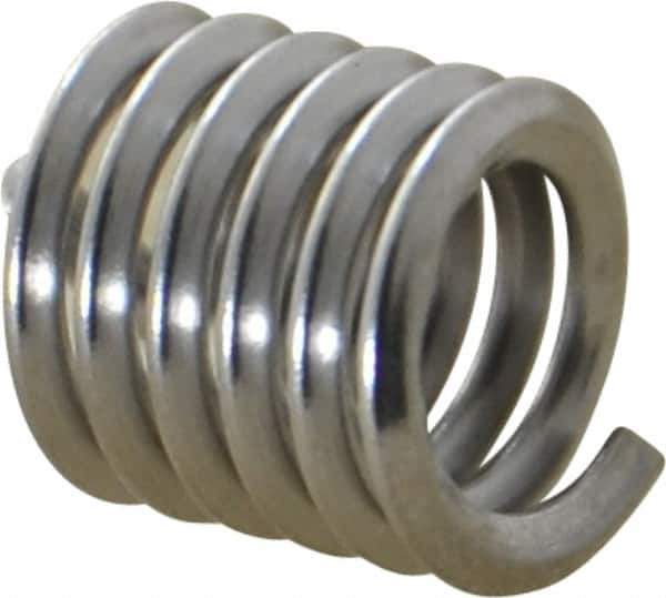 Heli-Coil - 1/4-20 UNC, 3/8" OAL, Free Running Helical Insert - 5-3/4 Free Coils, Tanged, Stainless Steel, Bright Finish, 1-1/2D Insert Length - Apex Tool & Supply