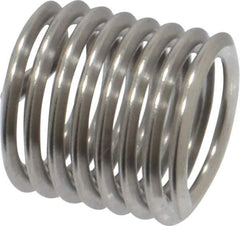 Heli-Coil - M8x1.25 Metric Coarse, 12mm OAL, Free Running Helical Insert - 7-3/8 Free Coils, Tanged, Stainless Steel, Bright Finish, 1-1/2D Insert Length - Apex Tool & Supply