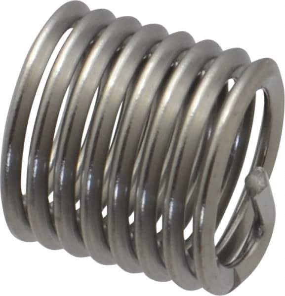 Heli-Coil - M10x1.50 Metric Coarse, 15mm OAL, Free Running Helical Insert - 8 Free Coils, Tanged, Stainless Steel, Bright Finish, 1-1/2D Insert Length - Apex Tool & Supply