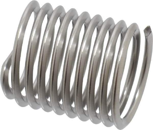 Heli-Coil - M10x1.25 Metric Fine, 15mm OAL, Free Running Helical Insert - 9-1/2 Free Coils, Tanged, Stainless Steel, Bright Finish, 1-1/2D Insert Length - Apex Tool & Supply