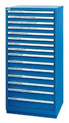 LISTA - 14 Drawer, Tool Crib Storage Cabinet - Steel, 28-1/4" Wide x 28-1/2" Deep x 59-1/2" High, Blue - Apex Tool & Supply