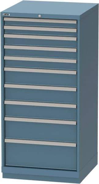 LISTA - 10 Drawer, Tool Crib Storage Cabinet - Steel, 28-1/4" Wide x 28-1/2" Deep x 59-1/2" High, Blue - Apex Tool & Supply