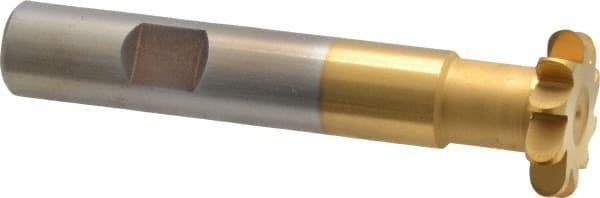 Whitney Tool Co. - 3/32" Radius, 3/16" Circle Diam, 7/8" Cutter Diam, Shank Connection, Convex Radius Cutter - 1/2" Shank Diam, 3" OAL, High Speed Steel, TiN Finish, Profile Ground, 10 Teeth, Weldon Flat - Apex Tool & Supply