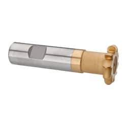 Whitney Tool Co. - 1/8" Radius, 1/4" Circle Diam, 1-1/4" Cutter Diam, Shank Connection, Convex Radius Cutter - 3/4" Shank Diam, 3-1/2" OAL, High Speed Steel, TiN Finish, Profile Ground, 10 Teeth, Weldon Flat - Apex Tool & Supply
