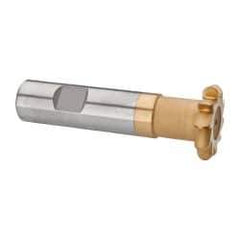 Whitney Tool Co. - 1/8" Radius, 1/4" Circle Diam, 1-1/4" Cutter Diam, Shank Connection, Convex Radius Cutter - 3/4" Shank Diam, 3-1/2" OAL, High Speed Steel, TiN Finish, Profile Ground, 10 Teeth, Weldon Flat - Apex Tool & Supply