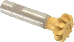 Whitney Tool Co. - 1/4" Radius, 1/2" Circle Diam, 1-1/2" Cutter Diam, Shank Connection, Convex Radius Cutter - 3/4" Shank Diam, 4" OAL, High Speed Steel, TiN Finish, Profile Ground, 10 Teeth, Weldon Flat - Apex Tool & Supply