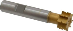 Whitney Tool Co. - 1/32" Radius, 1/16" Circle Diam, 3/4" Cutter Diam, 3/8" Cutting Width, Shank Connection, Concave Radius Cutter - 1/2" Shank Diam, 3" OAL, High Speed Steel, TiN Finish, Profile Ground, 8 Teeth, Weldon Flat - Apex Tool & Supply