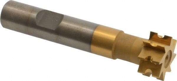 Whitney Tool Co. - 1/16" Radius, 1/8" Circle Diam, 3/4" Cutter Diam, 3/8" Cutting Width, Shank Connection, Concave Radius Cutter - 1/2" Shank Diam, 3" OAL, High Speed Steel, TiN Finish, Profile Ground, 8 Teeth, Weldon Flat - Apex Tool & Supply