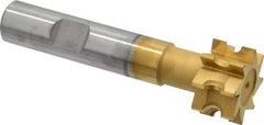Whitney Tool Co. - 3/32" Radius, 3/16" Circle Diam, 7/8" Cutter Diam, 1/2" Cutting Width, Shank Connection, Concave Radius Cutter - 1/2" Shank Diam, 3" OAL, High Speed Steel, TiN Finish, Profile Ground, 8 Teeth, Weldon Flat - Apex Tool & Supply