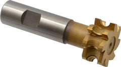 Whitney Tool Co. - 5/32" Radius, 5/16" Circle Diam, 1-5/16" Cutter Diam, 5/8" Cutting Width, Shank Connection, Concave Radius Cutter - 3/4" Shank Diam, 3-1/2" OAL, High Speed Steel, TiN Finish, Profile Ground, 8 Teeth, Weldon Flat - Apex Tool & Supply
