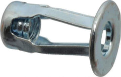 RivetKing - 1/4-20 UNC Thread, Clear Zinc Plated, Steel, Screwdriver Installed Rivet Nut - 1/4 to 0.35" Grip, 5/8" Flange Diam, 29/32" Long - Apex Tool & Supply