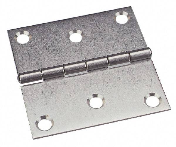Made in USA - 2" Long x 2" Wide x 0.078" Thick, 302/304 Stainless Steel Commercial Hinge - 4 Holes, 0.187" Pin Diam - Apex Tool & Supply