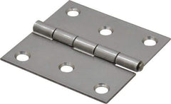 Made in USA - 2-1/2" Long x 2-1/2" Wide x 0.062" Thick, 302/304 Stainless Steel Commercial Hinge - 6 Holes, 0.12" Pin Diam - Apex Tool & Supply