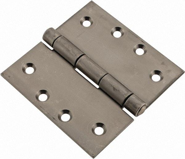 Made in USA - 4" Long x 4" Wide x 1/8" Thick, 302/304 Stainless Steel Commercial Hinge - 8 Holes, 0.25" Pin Diam - Apex Tool & Supply