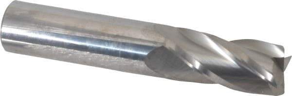 SGS - 3/4", 1-1/2" LOC, 3/4" Shank Diam, 4" OAL, 4 Flute, Solid Carbide Square End Mill - Single End, Uncoated, Spiral Flute, 30° Helix, Centercutting, Right Hand Cut, Right Hand Flute, Series 54 - Apex Tool & Supply