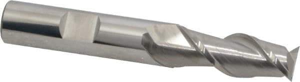 SGS - 1/2", 1-1/4" LOC, 1/2" Shank Diam, 3-1/4" OAL, 2 Flute, Solid Carbide Square End Mill - Single End, Uncoated, Spiral Flute, 45° Helix, Centercutting, Right Hand Cut, Right Hand Flute, Series 44 - Apex Tool & Supply