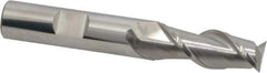SGS - 1/2", 1-1/4" LOC, 1/2" Shank Diam, 3-1/4" OAL, 2 Flute, Solid Carbide Square End Mill - Single End, Uncoated, Spiral Flute, 45° Helix, Centercutting, Right Hand Cut, Right Hand Flute, Series 44 - Apex Tool & Supply