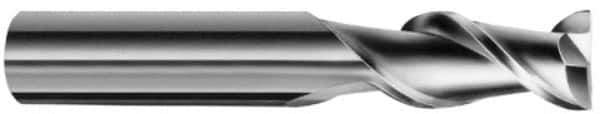 SGS - 18mm, 32mm LOC, 18mm Shank Diam, 92mm OAL, 2 Flute, Solid Carbide Square End Mill - Single End, Uncoated, Spiral Flute, 45° Helix, Centercutting, Right Hand Cut, Right Hand Flute, Series 44 - Apex Tool & Supply