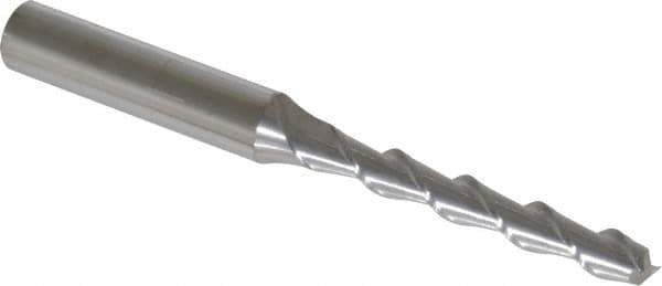 SGS - 1/4", 1-3/4" LOC, 3/8" Shank Diam, 3-9/16" OAL, 2 Flute, Solid Carbide Square End Mill - Single End, Uncoated, Spiral Flute, 45° Helix, Centercutting, Right Hand Cut, Right Hand Flute, Series 44 - Apex Tool & Supply