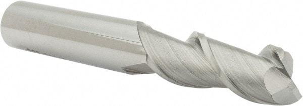 SGS - 1/2", 1-1/4" LOC, 1/2" Shank Diam, 3-1/4" OAL, 2 Flute, Solid Carbide Square End Mill - Single End, Uncoated, Spiral Flute, 45° Helix, Centercutting, Right Hand Cut, Right Hand Flute, Series 44 - Apex Tool & Supply