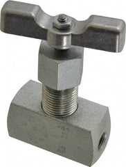 Made in USA - 1/8" Pipe, Inline Hard Seat Needle Valve - FNPT x FNPT Ends, Alloy Valve, 10,000 Max psi - Apex Tool & Supply
