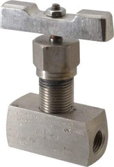 Value Collection - 1/4" Pipe, Inline Hard Seat Needle Valve - FNPT x FNPT Ends, Grade 316 Stainless Steel Valve, 10,000 Max psi - Apex Tool & Supply