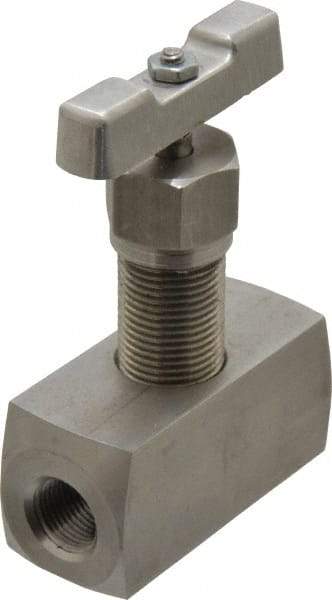 Made in USA - 3/8" Pipe, Inline Hard Seat Needle Valve - FNPT x FNPT Ends, Grade 316 Stainless Steel Valve, 10,000 Max psi - Apex Tool & Supply