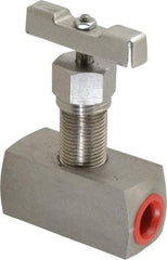 Value Collection - 1/2" Pipe, Inline Hard Seat Needle Valve - FNPT x FNPT Ends, Grade 316 Stainless Steel Valve, 10,000 Max psi - Apex Tool & Supply