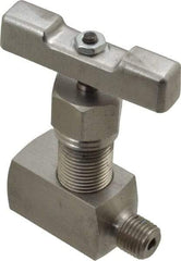 Value Collection - 1/4" Pipe, Inline Hard Seat Needle Valve - MNPT x FNPT Ends, Grade 316 Stainless Steel Valve, 10,000 Max psi - Apex Tool & Supply