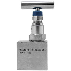 Value Collection - 1/4" Pipe, Angled Hard Seat Needle Valve - FNPT x FNPT Ends, Grade 316 Stainless Steel Valve, 10,000 Max psi - Apex Tool & Supply