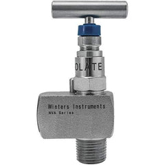 Value Collection - 1/4" Pipe, Angled Hard Seat Needle Valve - MNPT x FNPT Ends, Grade 316 Stainless Steel Valve, 10,000 Max psi - Apex Tool & Supply