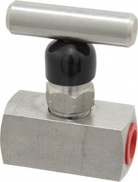 Made in USA - 1/4" Pipe, Inline Miniature Needle Valve - FNPT x FNPT Ends, Grade 316 Stainless Steel Valve, 6,000 Max psi - Apex Tool & Supply